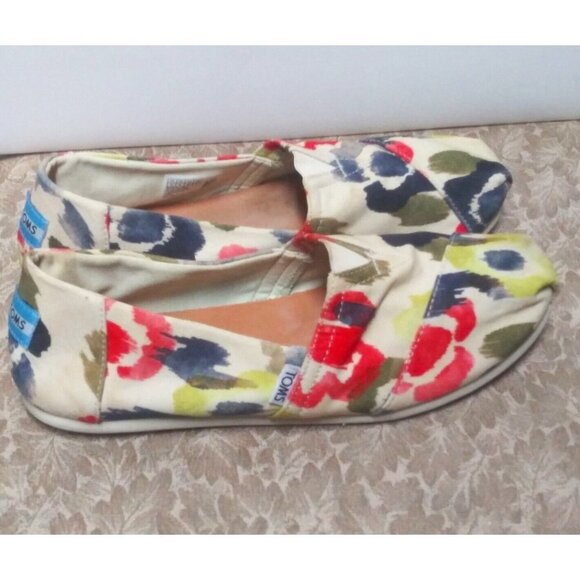 Toms Shoes - Toms Spring multicolor slip-on shoes canvas fabric US Sz 10 womens UK 8 EU 42